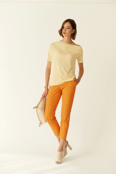 Брюки на каждый день из текстиля, оранжевые, лето BURVIN 6838-11 - фото 2