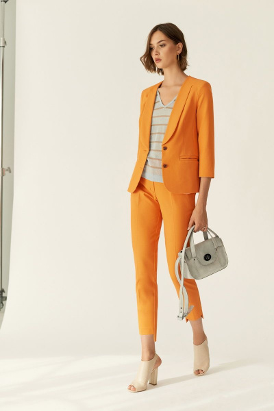 Брюки на каждый день из текстиля, оранжевые, лето BURVIN 6838-11 - фото 1
