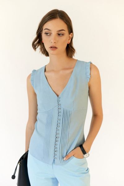 Блуза из текстиля в голубом цвете для ежедневной носки BURVIN 6867-51 - фото 1