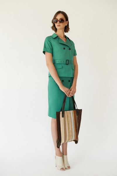 Юбка на запах с пуговицами, зеленая, летняя BURVIN 6892-21 - фото 2