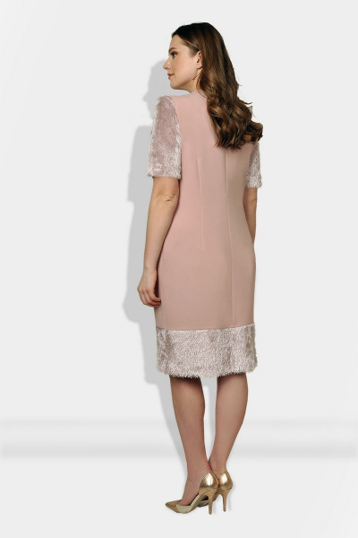 Нарядное платье из трикотажа с отделкой «травка» Fortuna ШЖ 647 розовый - фото 2