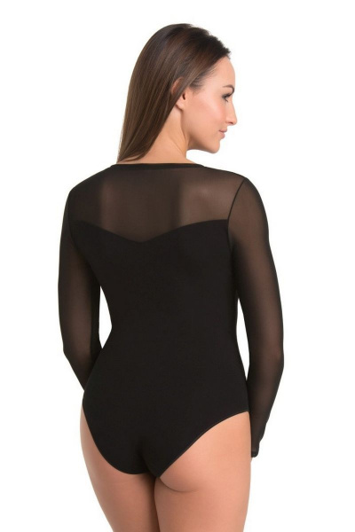 Боди из вискозы и трикотажа с круглыми кокетками Teyli 2407/158,164 черный - фото 2