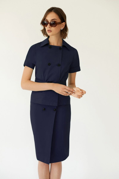 Летняя юбка на запах на 6 пуговиц из текстиля BURVIN 6892-21 1 - фото 1