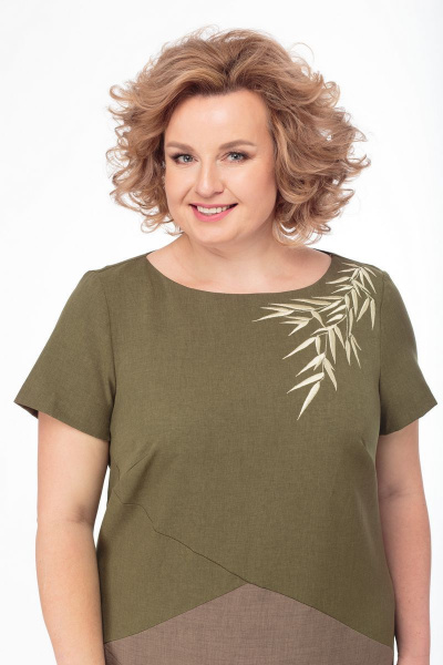 Платье Anelli 470 зеленый+кофе - фото 6