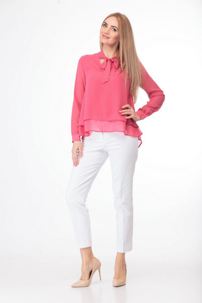 Романтичная блуза без рукавов с тесьмой из хлопка Anelli 372 малина - фото 2