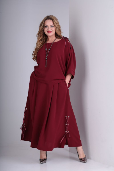 Блуза, юбка Angelina & Сompany 332/1 бордо - фото 1