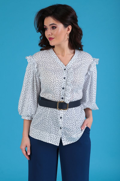 Блуза, брюки Мода Юрс 2552 синий+белый - фото 6