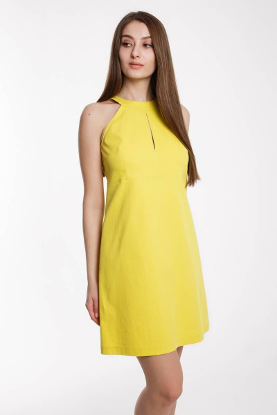 Летний сарафан полуприлегающего силуэта из плотной ткани Madech 205354 ярко-желтый - фото 3