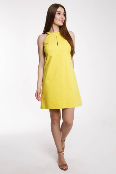 Летний сарафан полуприлегающего силуэта из плотной ткани Madech 205354 ярко-желтый - фото 2