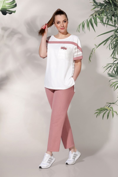 Блуза, брюки БагираАнТа 625т пудра - фото 1