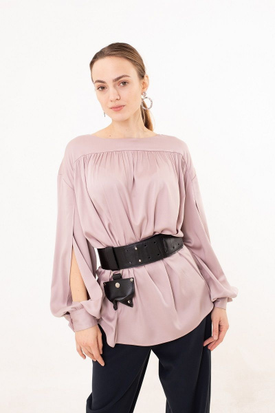 Блуза свободного кроя из вискозы на каждый день Individual design 19144 пудра - фото 1
