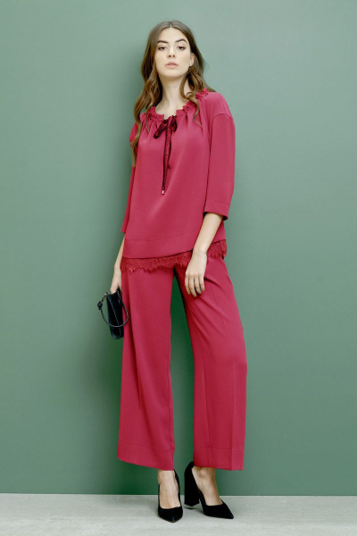 Брюки на каждый день из текстиля, красные, демисезон BURVIN 6371-11 2 - фото 1