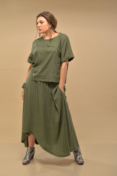 Блуза, юбка GRATTO 1001 хаки - фото 1