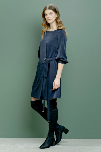 Платье из текстиля в стиле на каждый день синее BURVIN 6424-81 - фото 1