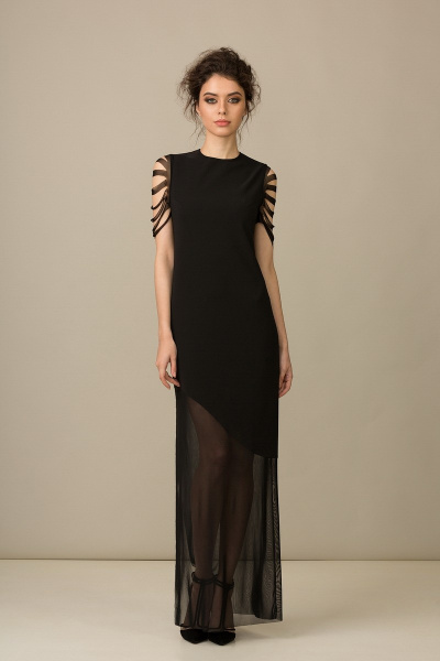 Платье из стрейчевой ткани, длинное, черное GlasiO 5577 - фото 1