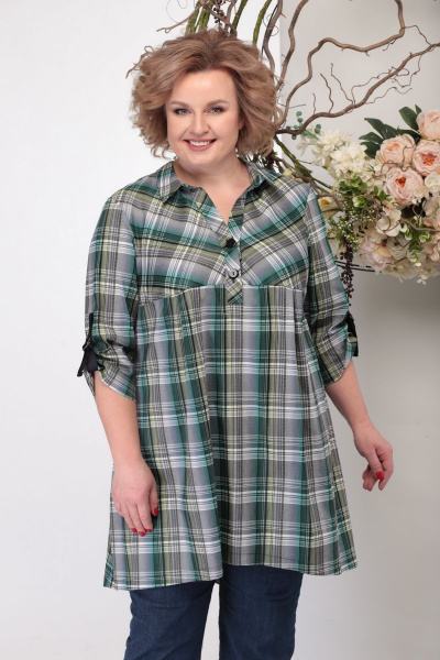Туника Michel chic 742 салат_клетка - фото 2