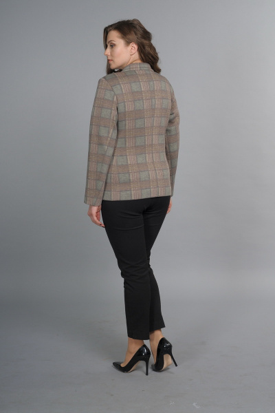 Жакет полуприлегающего силуэта с V-образным вырезом Lady Style Classic 938 серо-зеленый - фото 2