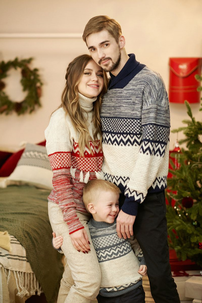 Серый и синий вязаный джемпер на демисезон BURVIN 6706-97 - фото 1