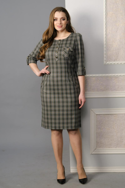 Платье Lady Style Classic 432 серый-клетка - фото 1
