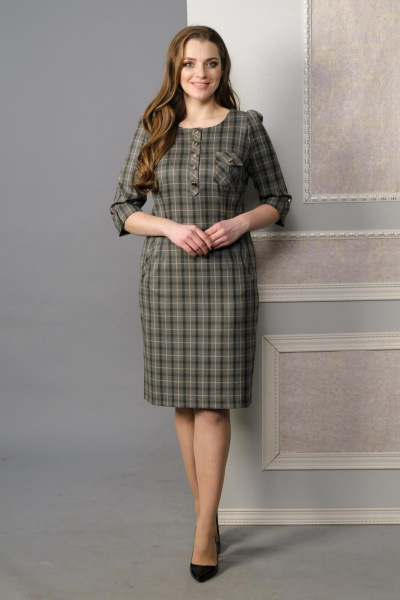 Платье Lady Style Classic 432 серый-клетка - фото 2
