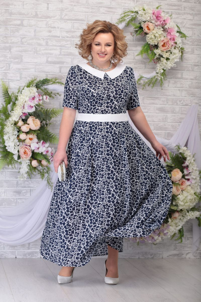 Платье Ninele 295 синие_ромашки - фото 1