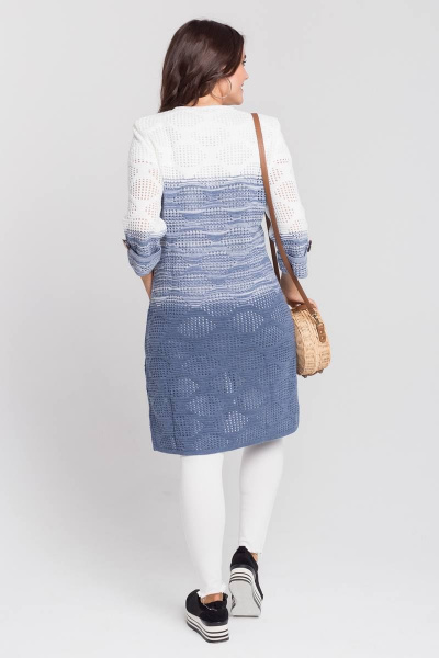 Полуприталое пальто с накладными карманами и пуговицами BONADI М-1145 джинс - фото 2