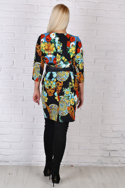 Платье с кушаком в стиле Dolce&Gabbana из трикотажа Avila 0587 черный - фото 3