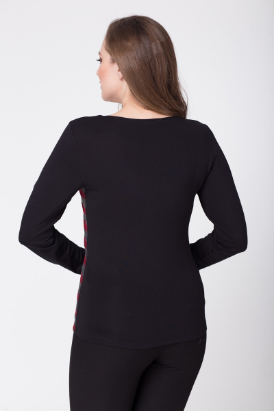 Джемпер демисезонный мультиколор с геометрией для стиля casual LadyThreeStars 1717 серо-красный - фото 2