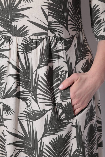 Платье LeNata 11023 листья-на-бежевом - фото 5