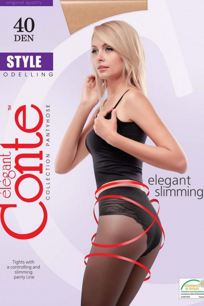 Серые корректирующие колготки из трикотажа с утягивающими свойствами CONTE Style_40_Shade - фото 4