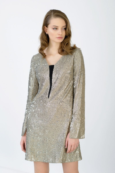 Платье нарядное бежевое из трикотажа BURVIN 6632-81 - фото 1