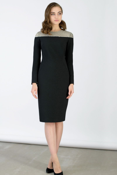 Платье нарядное черное из текстиля с замерами BURVIN 6663-81 - фото 1