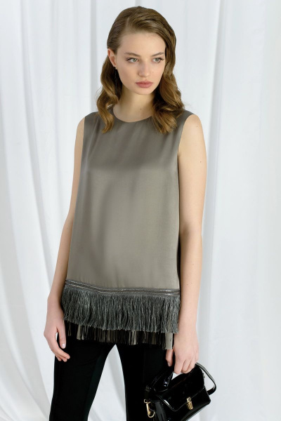 Блуза из текстиля серого цвета для круглый год BURVIN 6693-51 - фото 2