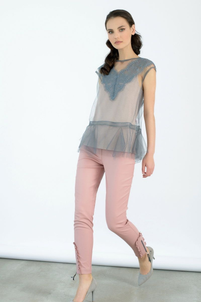 Брюки из текстиля и экокожи с посадкой Regular Fit BURVIN 6685-11 - фото 1