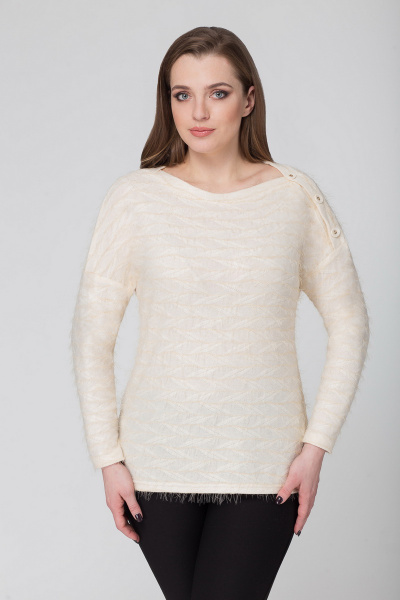 Джемпер из трикотажа и шерсти на каждый день, длина 65 см Медея и К 1895 бежево-желтый - фото 1