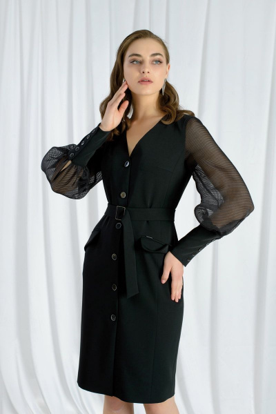 Платье нарядное черное 102 см длиной из текстиля BURVIN 6665-81 - фото 1