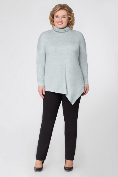 Туника из трикотажа и шерсти длиной 73 см с цельновыкроенным рукавом Медея и К 1897 мятный - фото 1