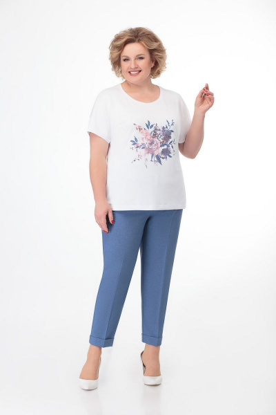 Летний комплект из жакета, блузы и брюк из текстиля Кэтисбел 3460 - фото 2