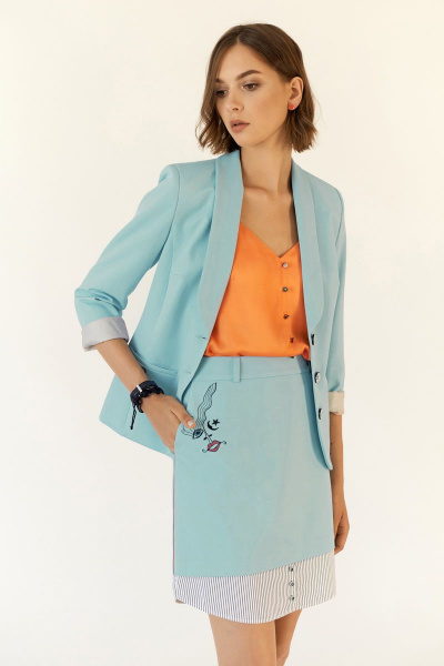 Юбка бирюзовая на каждый день из текстиля BURVIN 6729-21 1 - фото 1