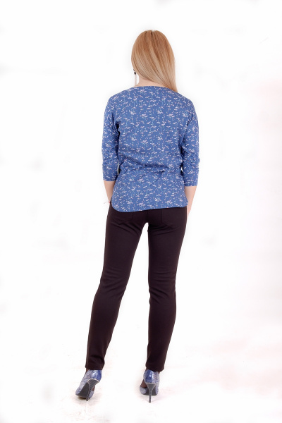 Круглогодичная туника прямого силуэта с рукавом летучая мышь и разрезами Mita ЖМ913 голубой - фото 3