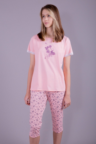 Капри и Майка для дома из хлопка и трикотажа 8 Марта 143400-3С623Д40-170,176 персик - фото 2