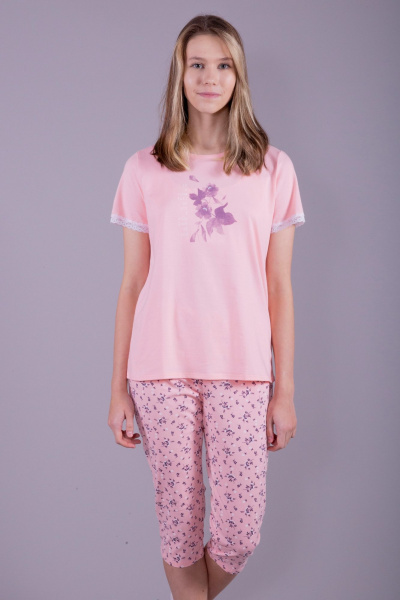 Капри и Майка для дома из хлопка и трикотажа 8 Марта 143400-3С623Д40-170,176 персик - фото 1