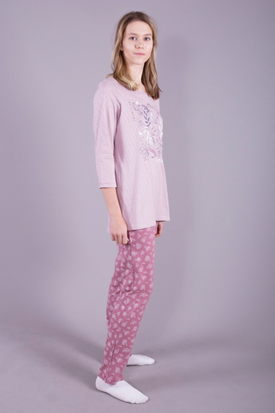 Джемпер, капри 8 Марта 151210-3С631Д40-158,164 полоска-розовый - фото 2