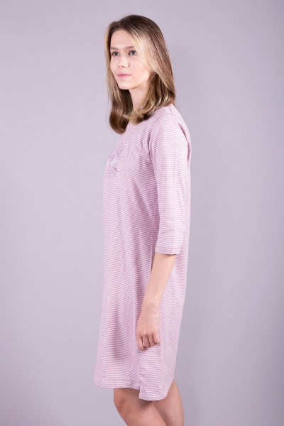 Домашняя сорочка из хлопка и трикотажа в розовом цвете 8 Марта 151230-3С630Д40-170,176 полоска-розовый - фото 3