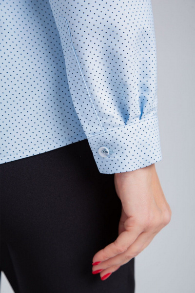 Голубая демисезонная хлопковая рубашка с кокеткой IVARI 421/1 голубой_горошек - фото 8