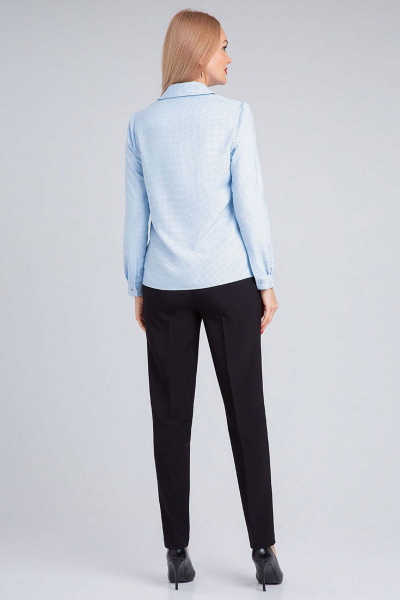 Голубая демисезонная хлопковая рубашка с кокеткой IVARI 421/1 голубой_горошек - фото 6