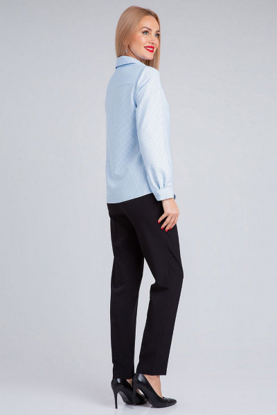 Голубая демисезонная хлопковая рубашка с кокеткой IVARI 421/1 голубой_горошек - фото 5