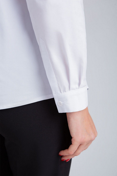 Белая рубашка из хлопка с закругленным низом для повседневной носки IVARI 421/1 белый - фото 8