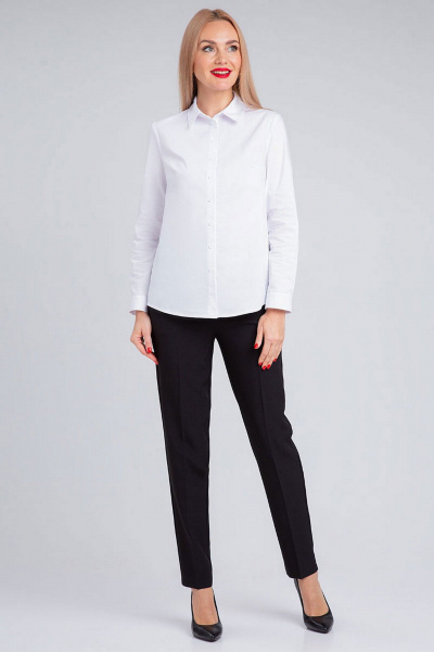 Белая рубашка из хлопка с закругленным низом для повседневной носки IVARI 421/1 белый - фото 3