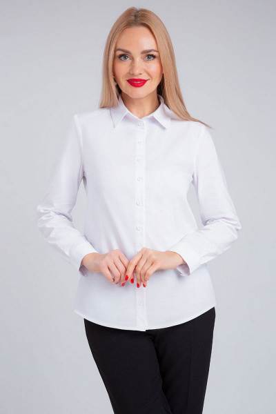 Белая рубашка из хлопка с закругленным низом для повседневной носки IVARI 421/1 белый - фото 2